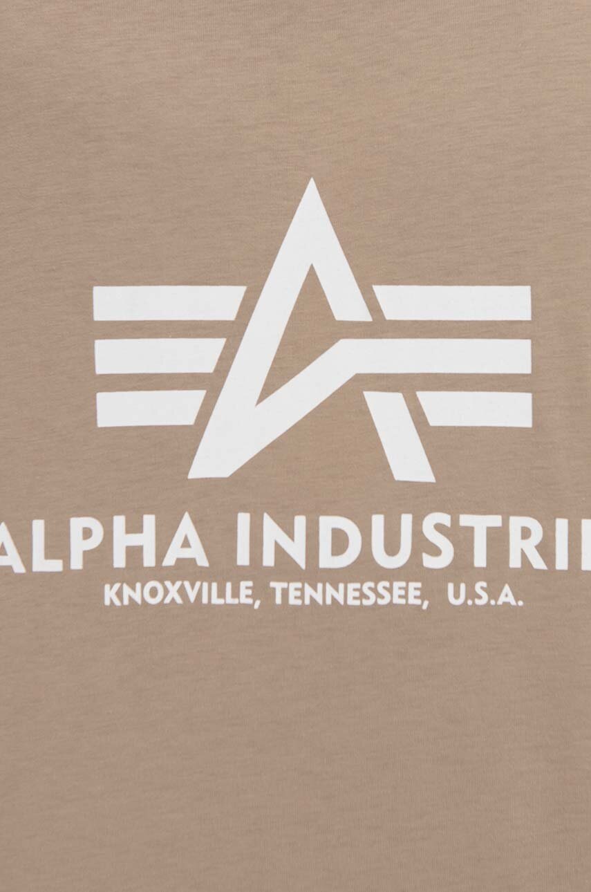 Βαμβακερό μπλουζάκι Alpha Industries Basic T-Shirt χρώμα: μπεζ φωτογραφία