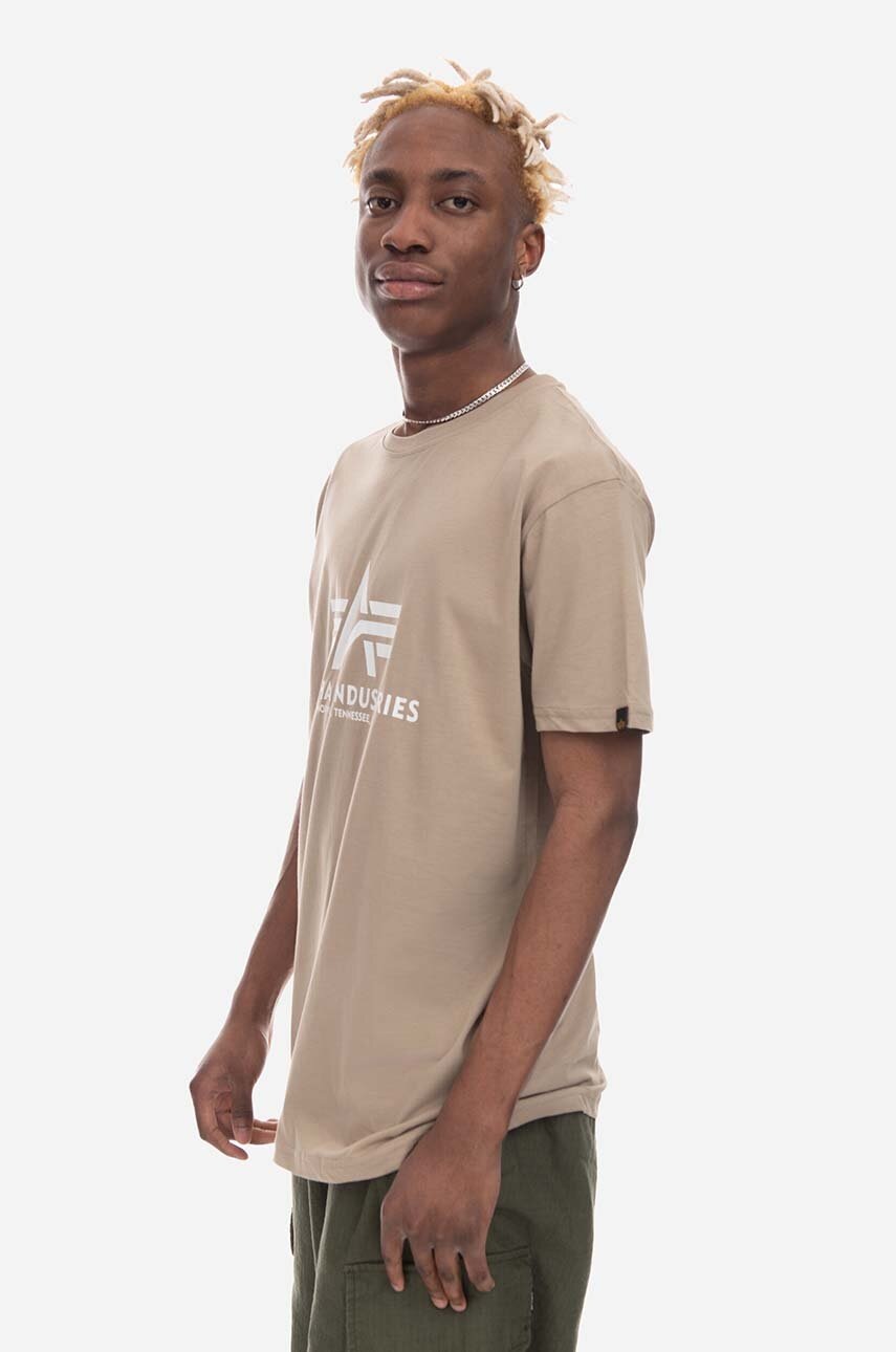 Βαμβακερό μπλουζάκι Alpha Industries Basic T-Shirt χρώμα: μπεζ φωτογραφία