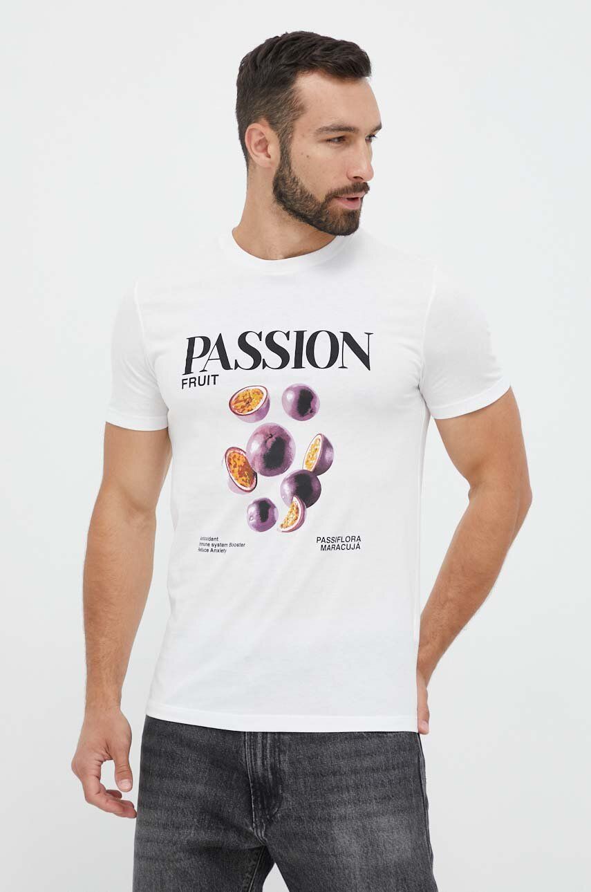 E-shop Bavlněné tričko United Colors of Benetton bílá barva, s potiskem