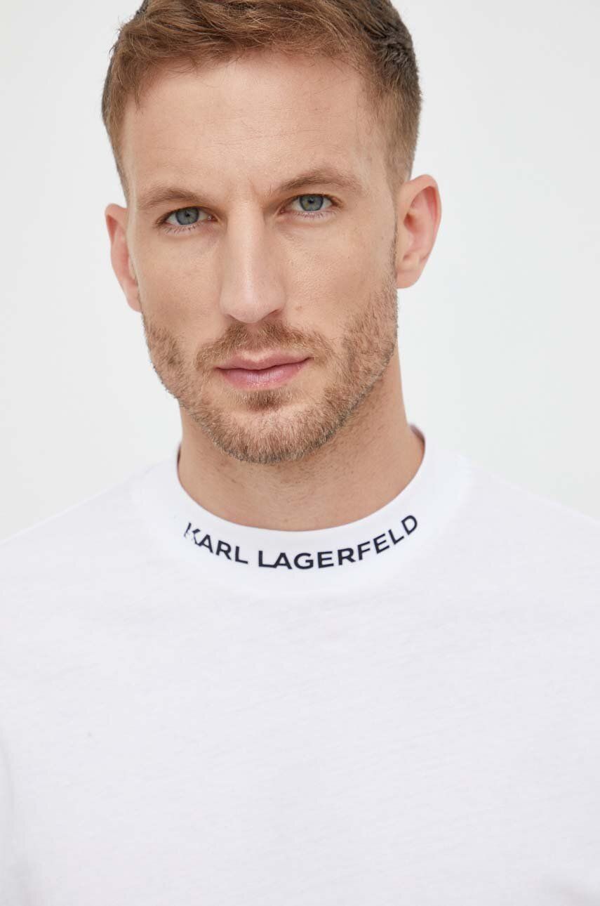 Levně Bavlněné tričko Karl Lagerfeld bílá barva, s potiskem