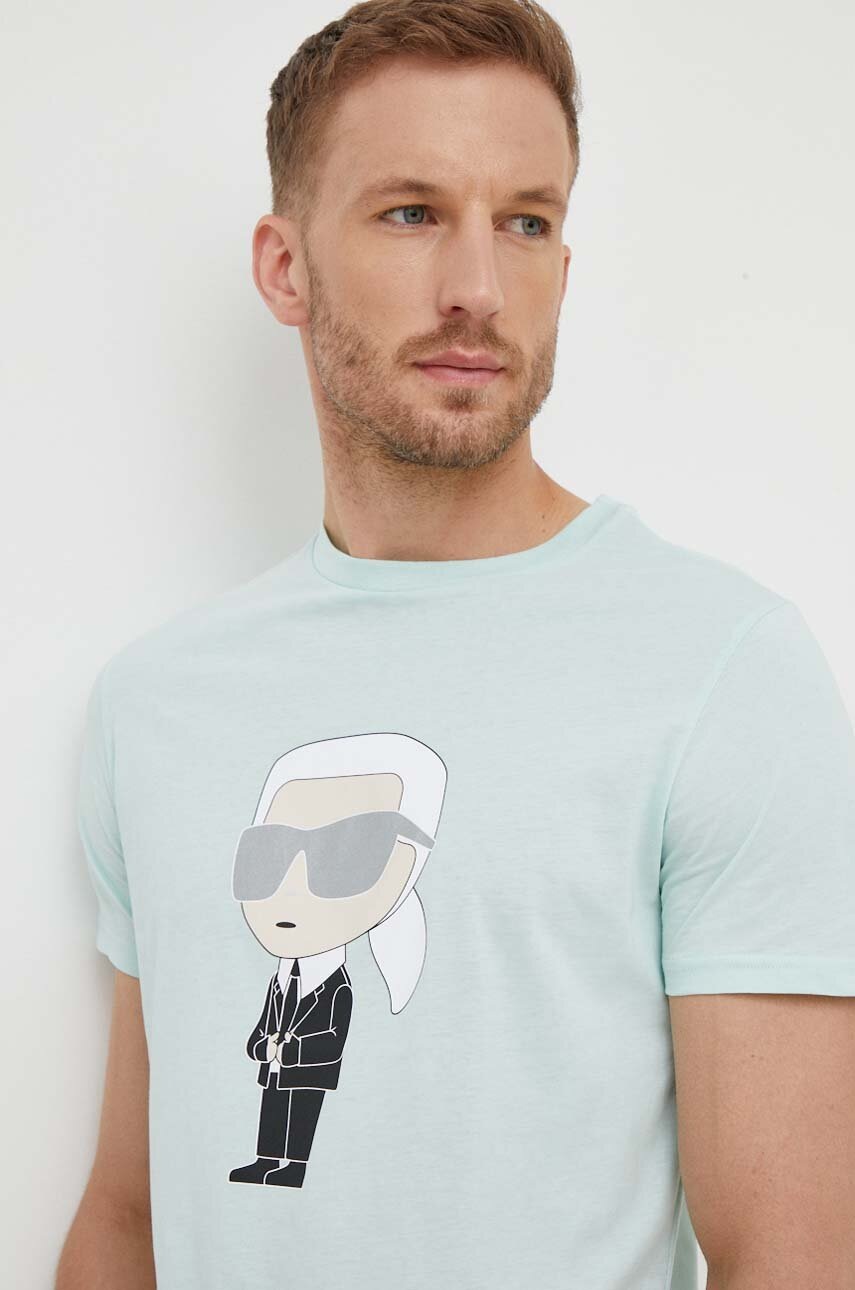 

Бавовняна футболка Karl Lagerfeld колір зелений з принтом