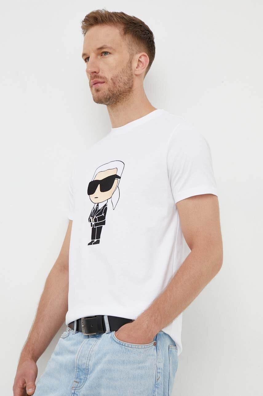 

Бавовняна футболка Karl Lagerfeld колір білий з аплікацією