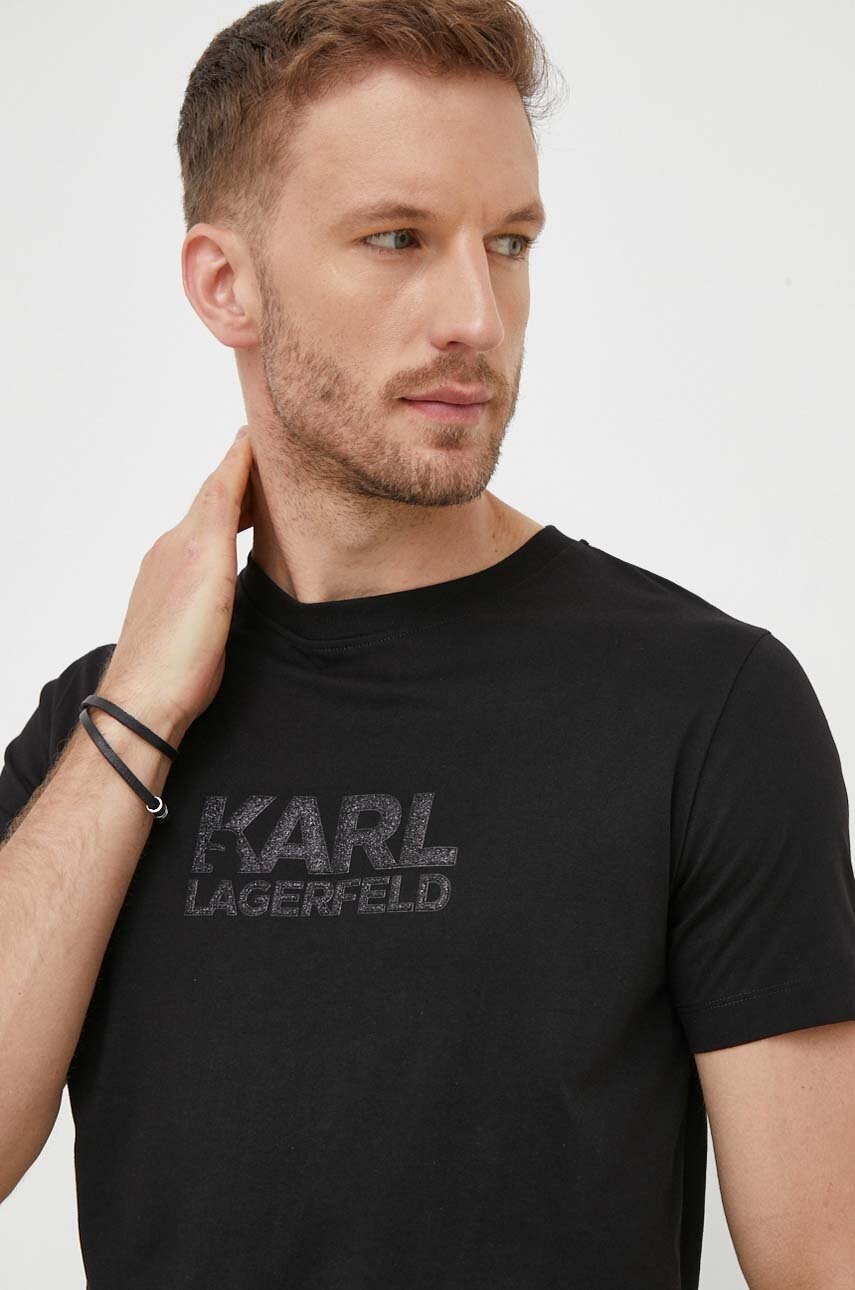 

Хлопковая футболка Karl Lagerfeld цвет чёрный с принтом