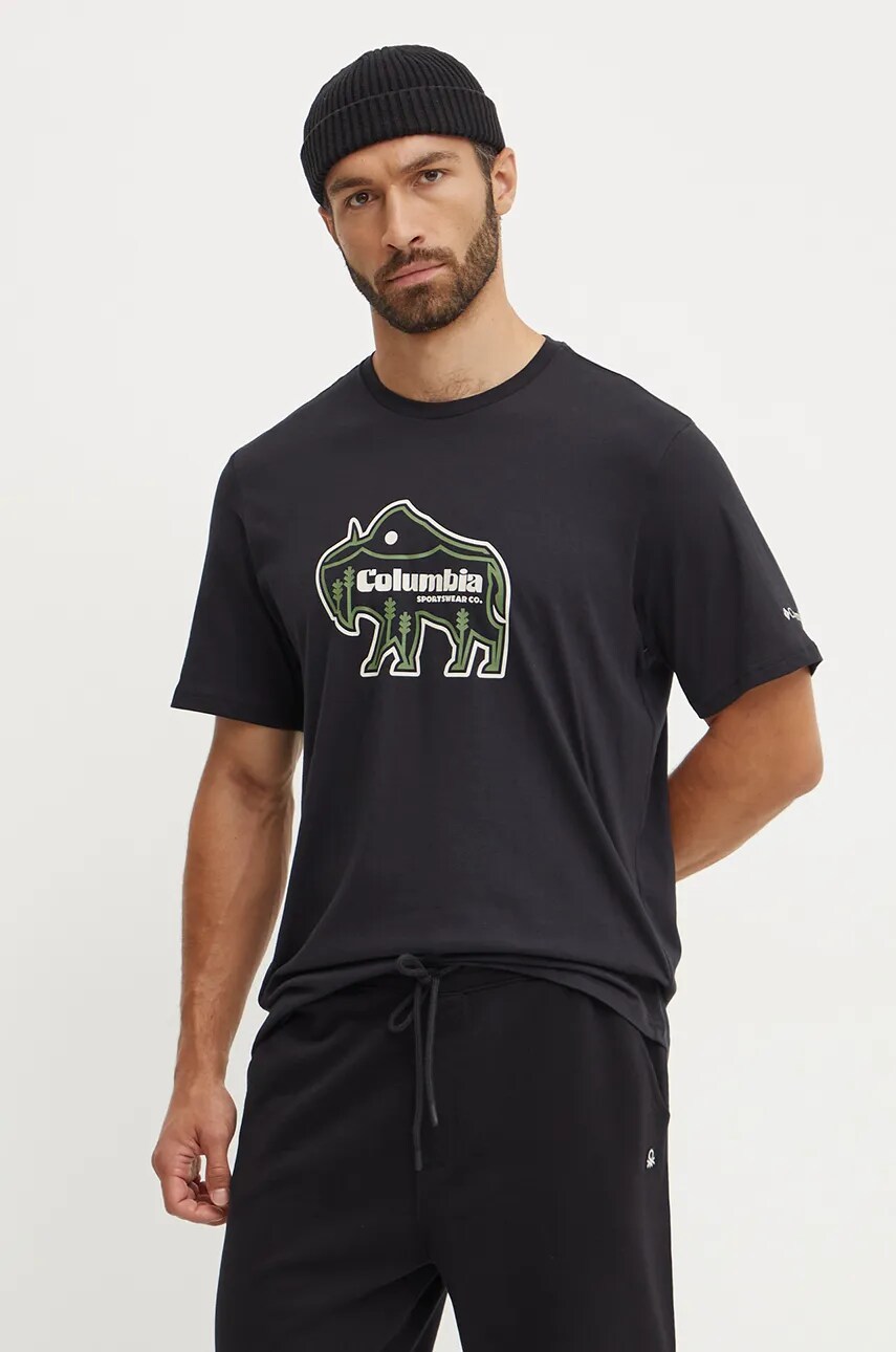 Columbia tricou din bumbac culoarea negru, cu imprimeu