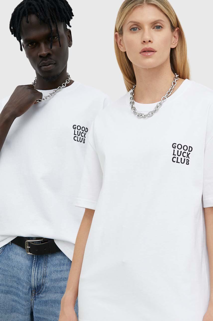 Bavlněné tričko Samsoe Samsoe bílá barva, s potiskem - bílá -  100% Organická bavlna