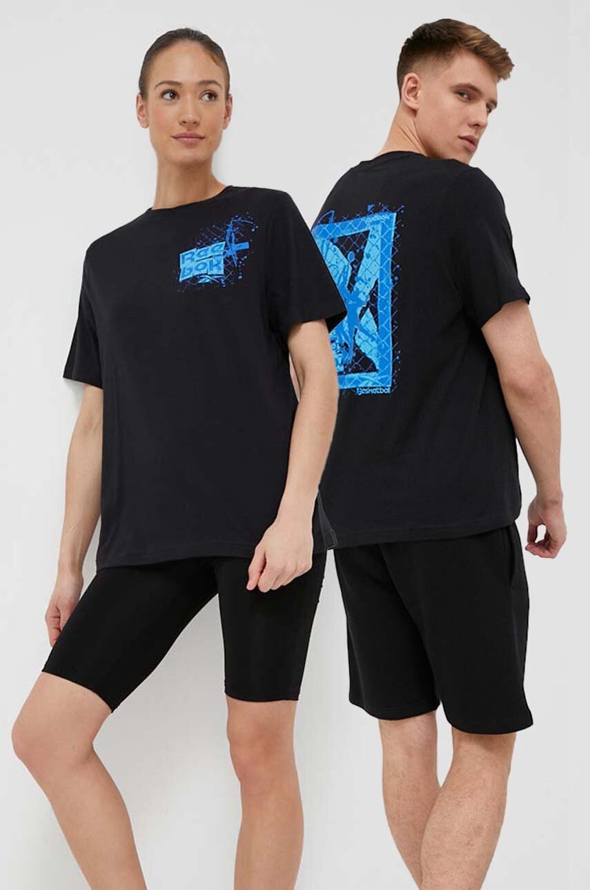 

Хлопковая футболка Reebok Classic цвет чёрный с принтом