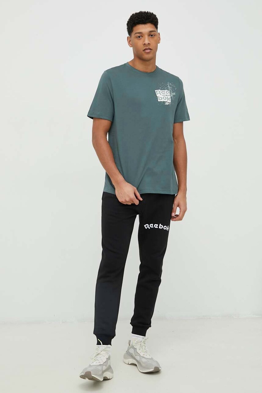 

Хлопковая футболка Reebok Classic цвет зелёный с принтом
