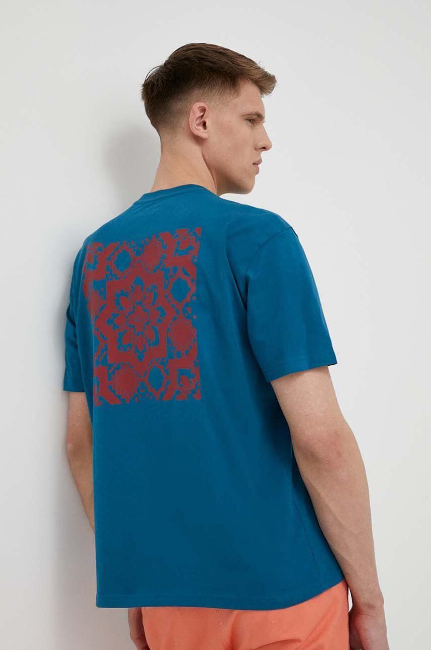 Jack Wolfskin t-shirt bawełniany 10 kolor niebieski z nadrukiem