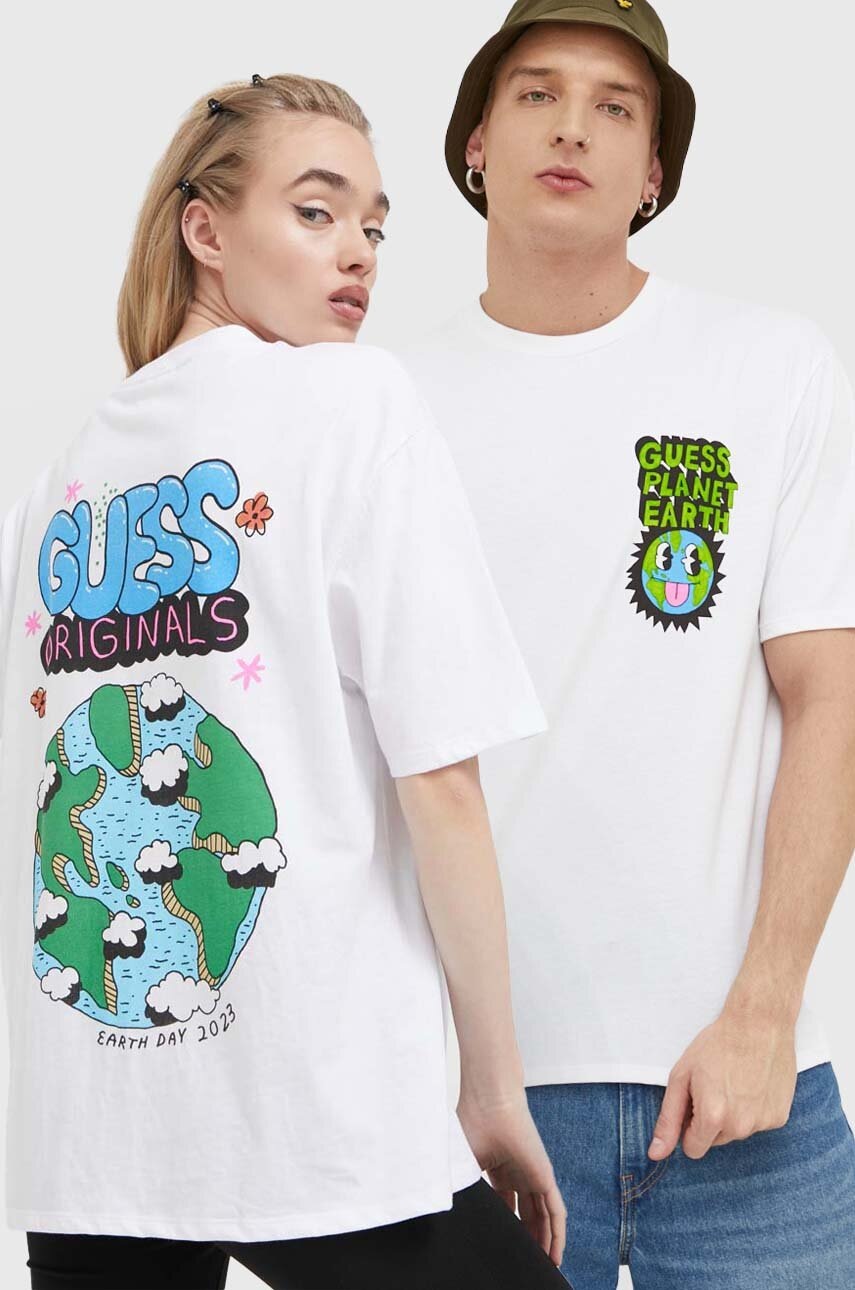 

Футболка Guess Originals колір білий з принтом