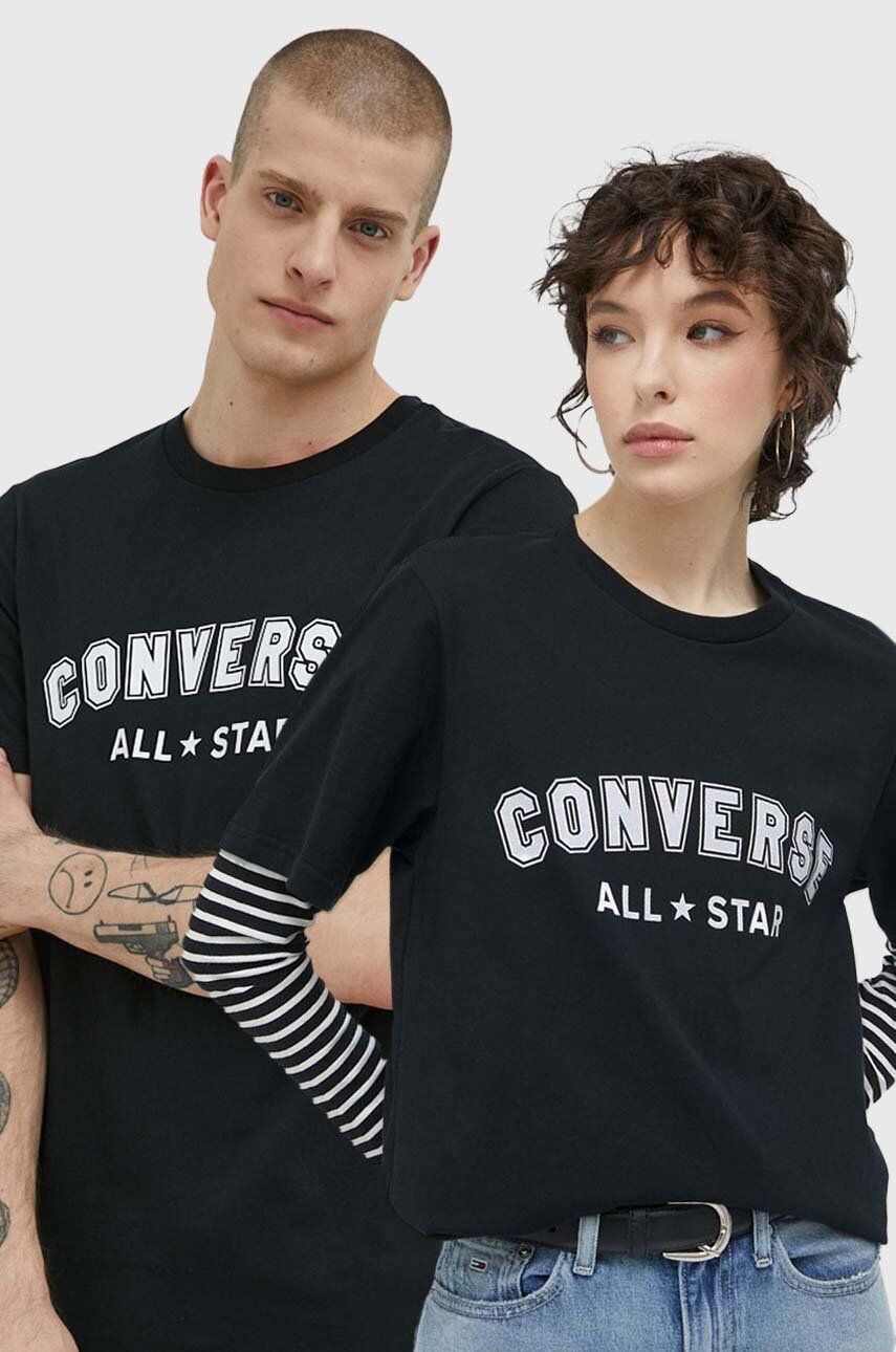 Converse tricou din bumbac culoarea negru, cu imprimeu 10024566.A02-CONVERSEBL