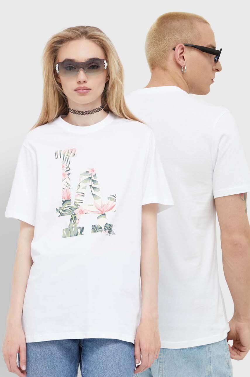 E-shop Bavlněné tričko 47brand MLB Los Angeles Dodgers bílá barva, s potiskem