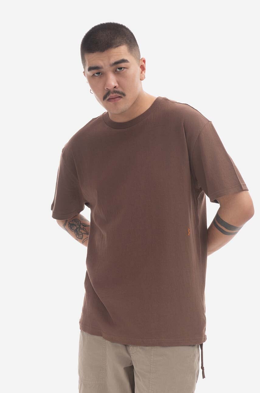 KSUBI tricou din bumbac culoarea maro, uni MPS23TE024-BROWN