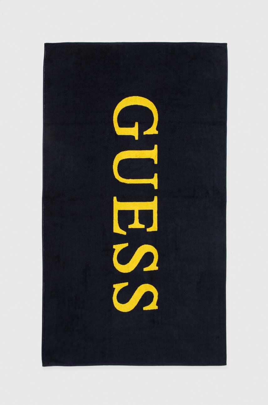 Bavlnený uterák Guess tmavomodrá farba