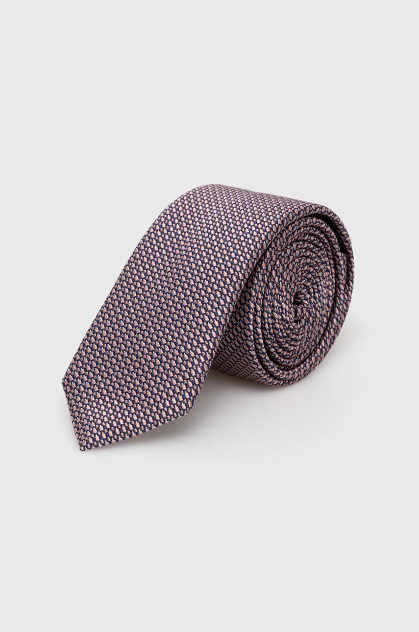 Levně Hedvábná kravata HUGO růžová barva, 50509054