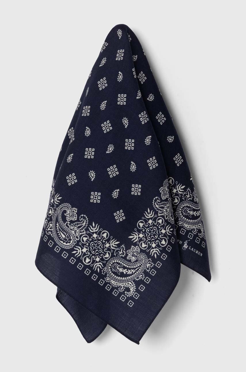 

Вълнен тънък шал Polo Ralph Lauren в тъмносиньо с десен 712926107, Тъмносин
