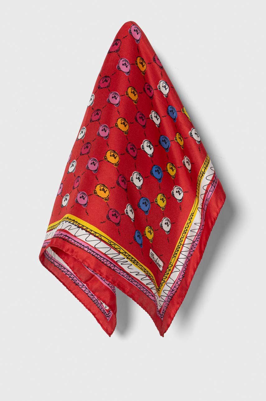 Levně Hedvábný kapesníček Moschino červená barva, M5760 50347
