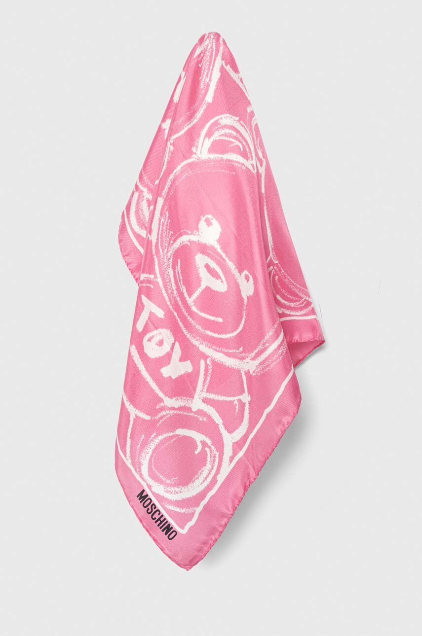 Levně Hedvábný kapesníček Moschino růžová barva, M5761 50347