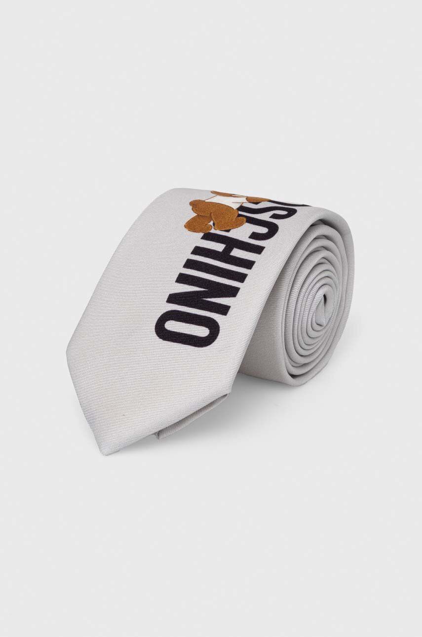 Levně Hedvábná kravata Moschino šedá barva, M5766 55059