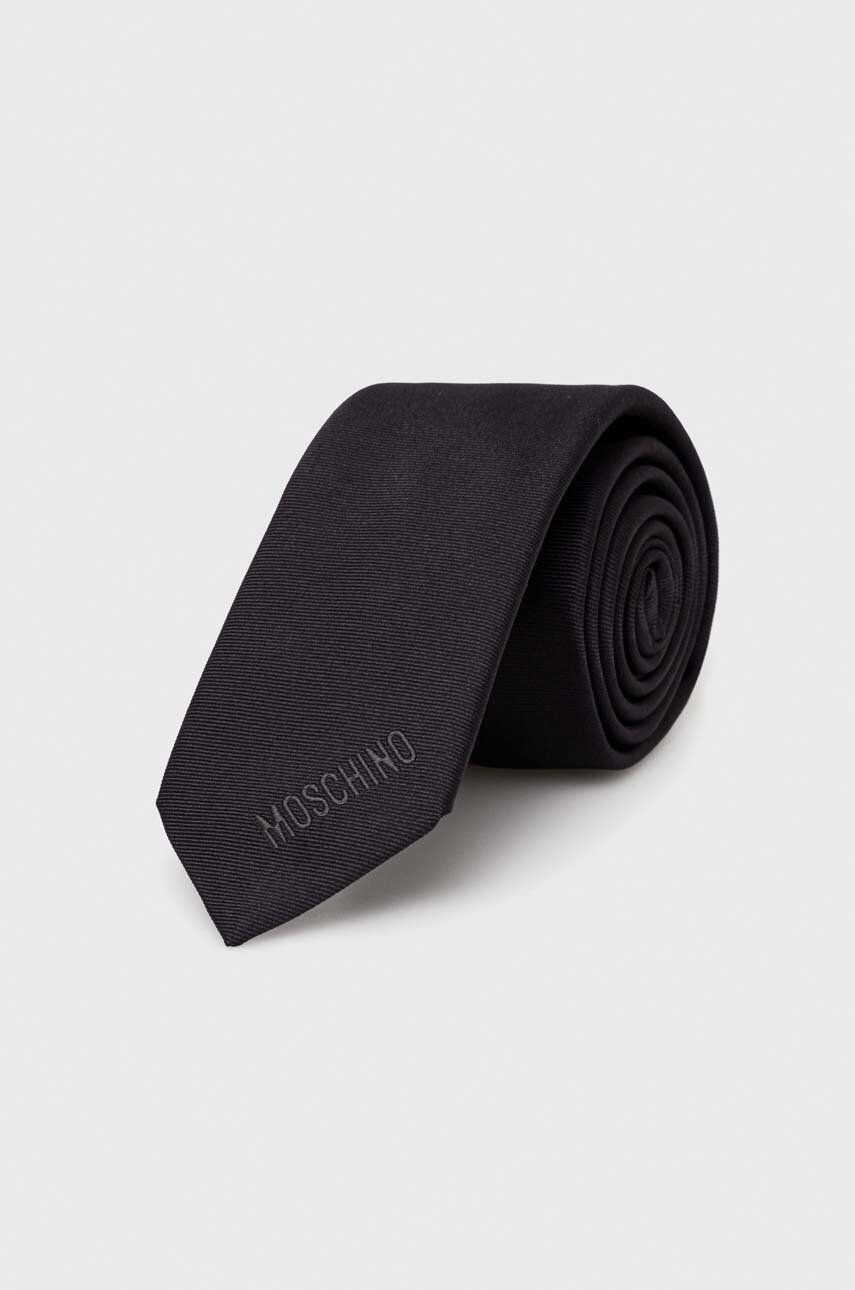 Levně Hedvábná kravata Moschino černá barva, M5776 55069