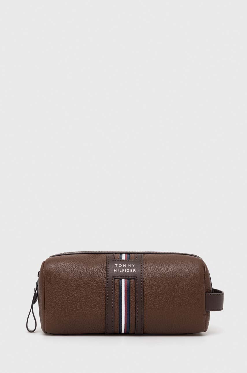 

Кожена козметична чанта Tommy Hilfiger в кафяво AM0AM12192, Кафяв