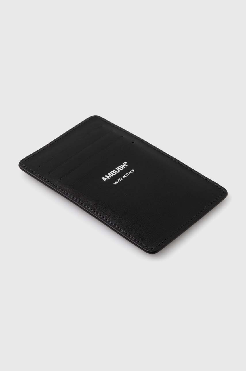 Δερμάτινη θήκη για κάρτες AMBUSH Amblem Card Case χρώμα: μαύρο, BMND009S24LEA φωτογραφία
