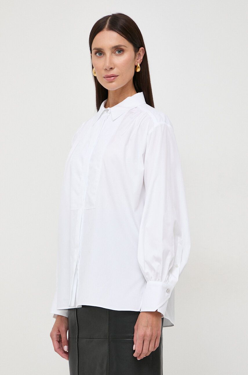 BOSS cămașă din bumbac femei, culoarea alb, cu guler clasic, regular 50505629