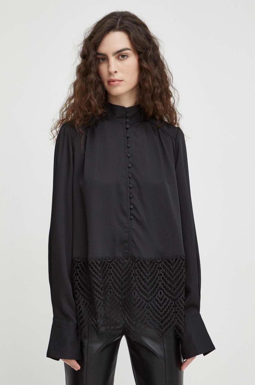 Bruuns Bazaar bluza femei, culoarea negru, neted