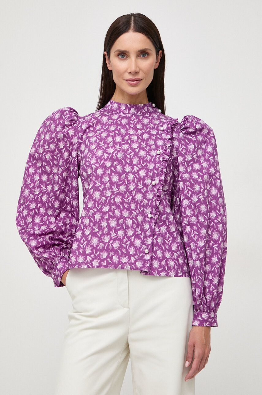 Custommade camasa din bumbac femei, culoarea violet, regular