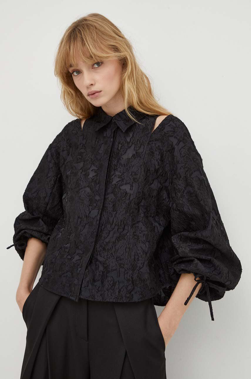 Levně Košile 2NDDAY dámská, černá barva, relaxed, s klasickým límcem