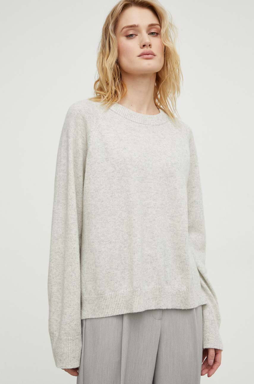 Herskind pulover de lana femei, culoarea gri, light
