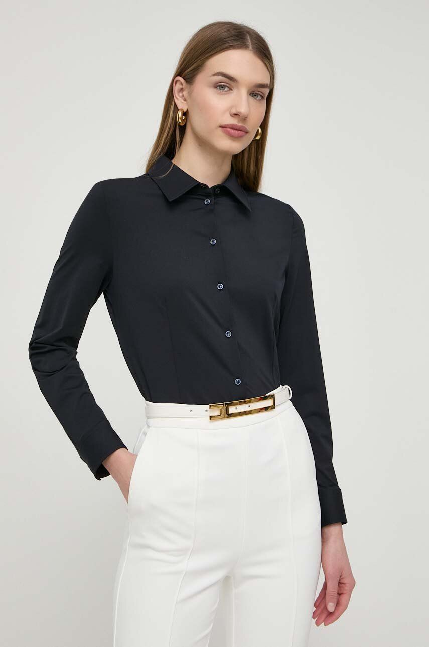 BOSS cămașă femei, culoarea bleumarin, cu guler clasic, regular 50518181