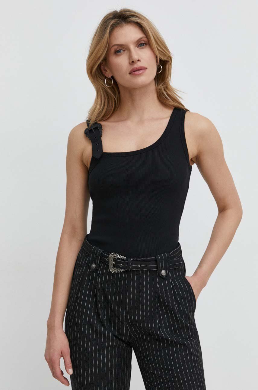 Levně Top Versace Jeans Couture dámský, černá barva, 76HAM625 J0004