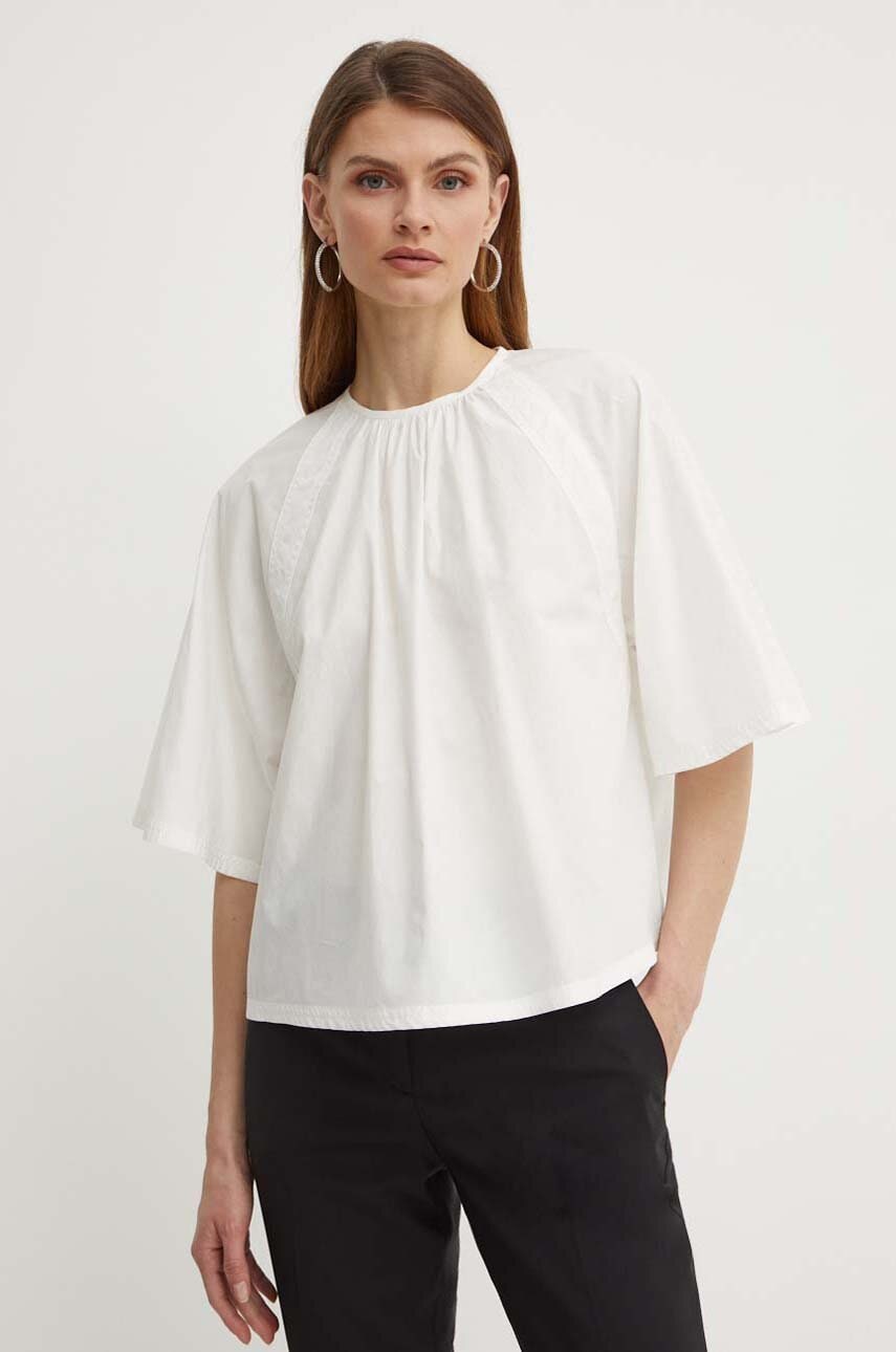 Weekend Max Mara bluza din bumbac femei, culoarea alb, neted, 2415161032600 Weekend Max Mara bluza din bumbac femei, culoarea alb, neted, 2415161032600