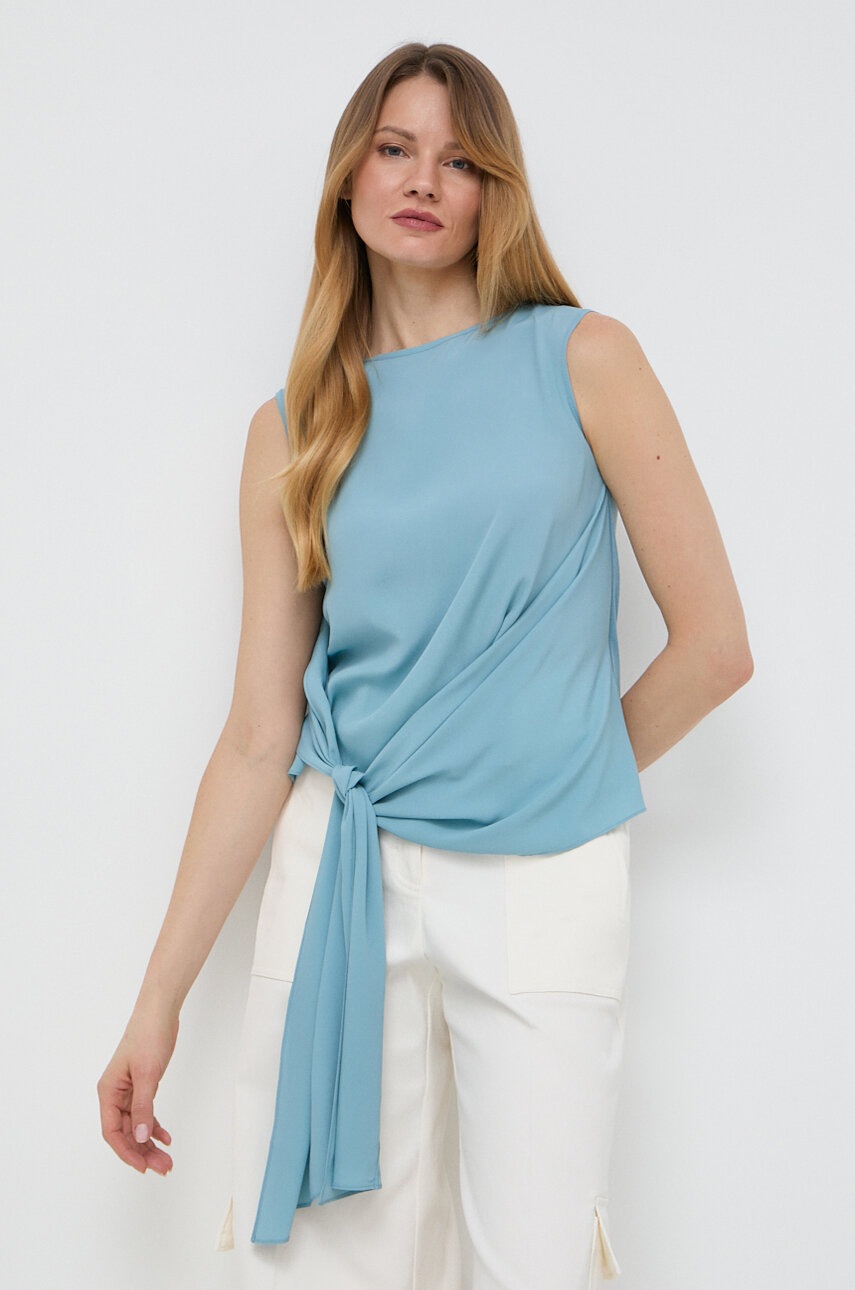 

Топ с коприна Weekend Max Mara в синьо с изчистен дизайн 2415941152600, Син