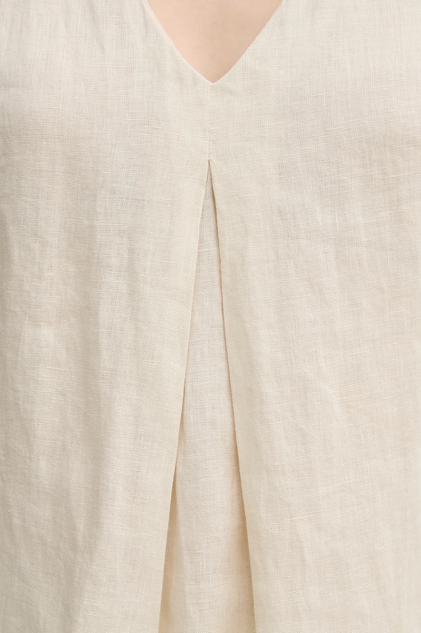 Λευκή μπλούζα United Colors of Benetton χρώμα: μπεζ, 5BMLDQ06W φωτογραφία