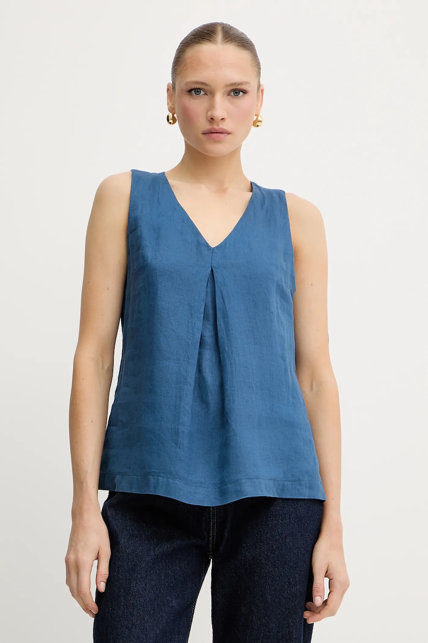 United Colors of Benetton bluză din in neted, 5BMLDQ06W