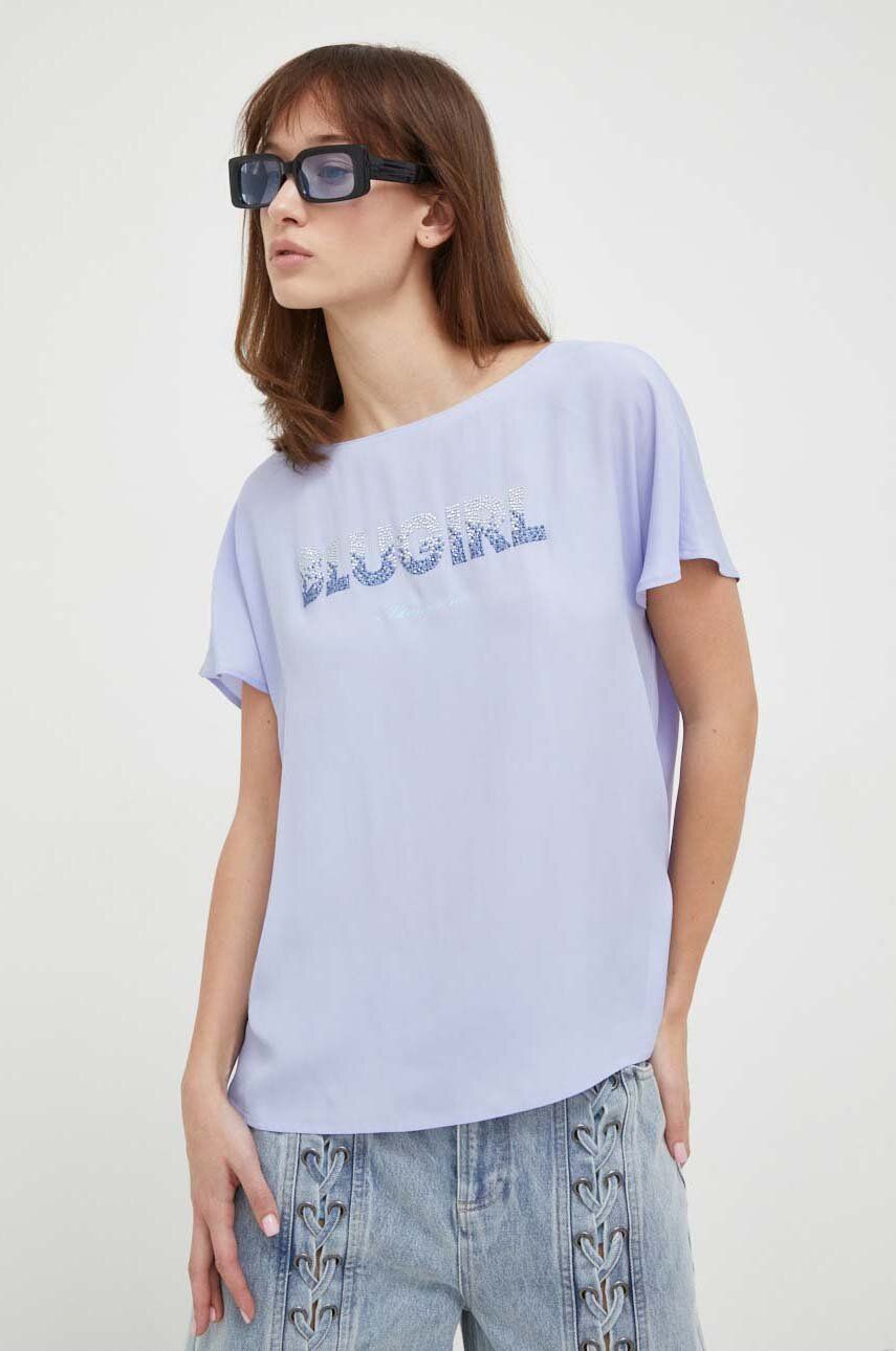 Blugirl Blumarine bluză din amestec de mătase cu imprimeu RA4205.T3332