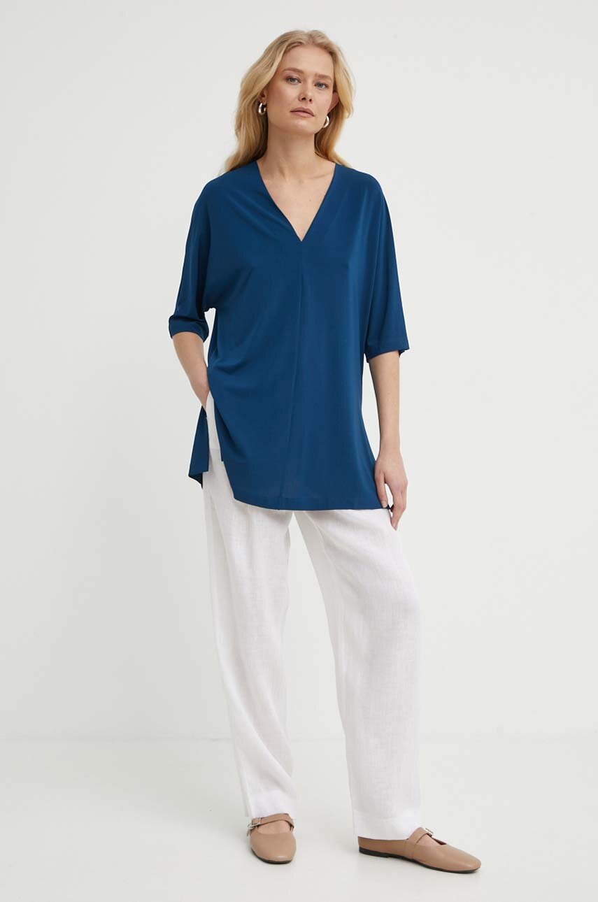 Μπλουζάκι Max Mara Leisure χρώμα: ναυτικό μπλε, 2416941068600 φωτογραφία