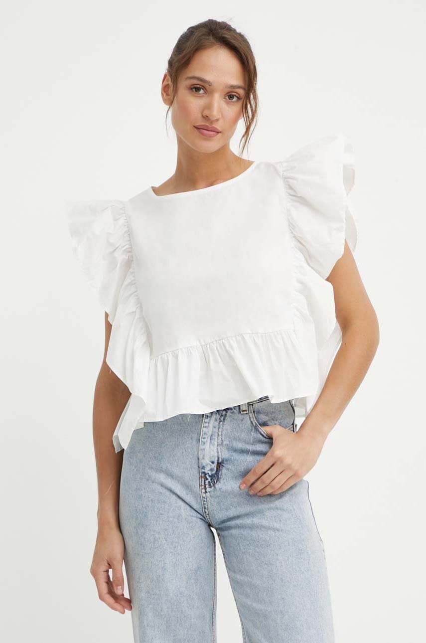 Sisley bluza din bumbac femei, culoarea bej, neted Sisley bluza din bumbac femei, culoarea bej, neted