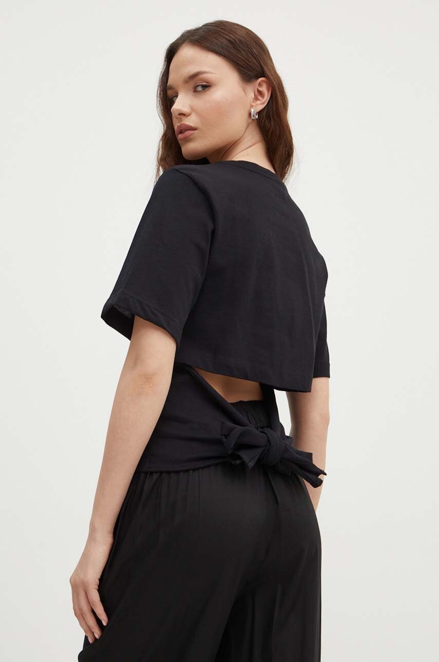 Sisley tricou din bumbac culoarea negru