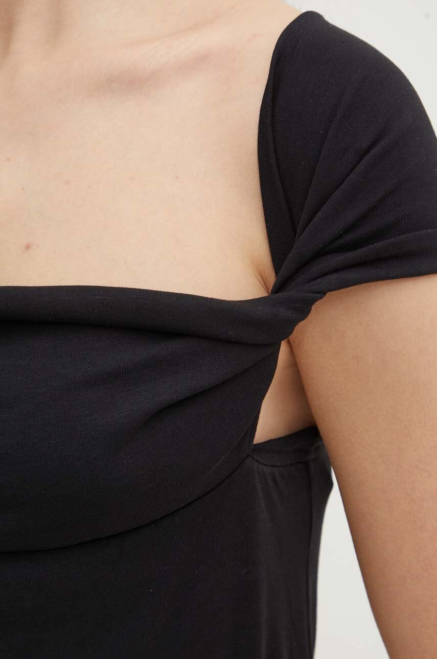 Μπλουζάκι Sisley χρώμα: μαύρο φωτογραφία