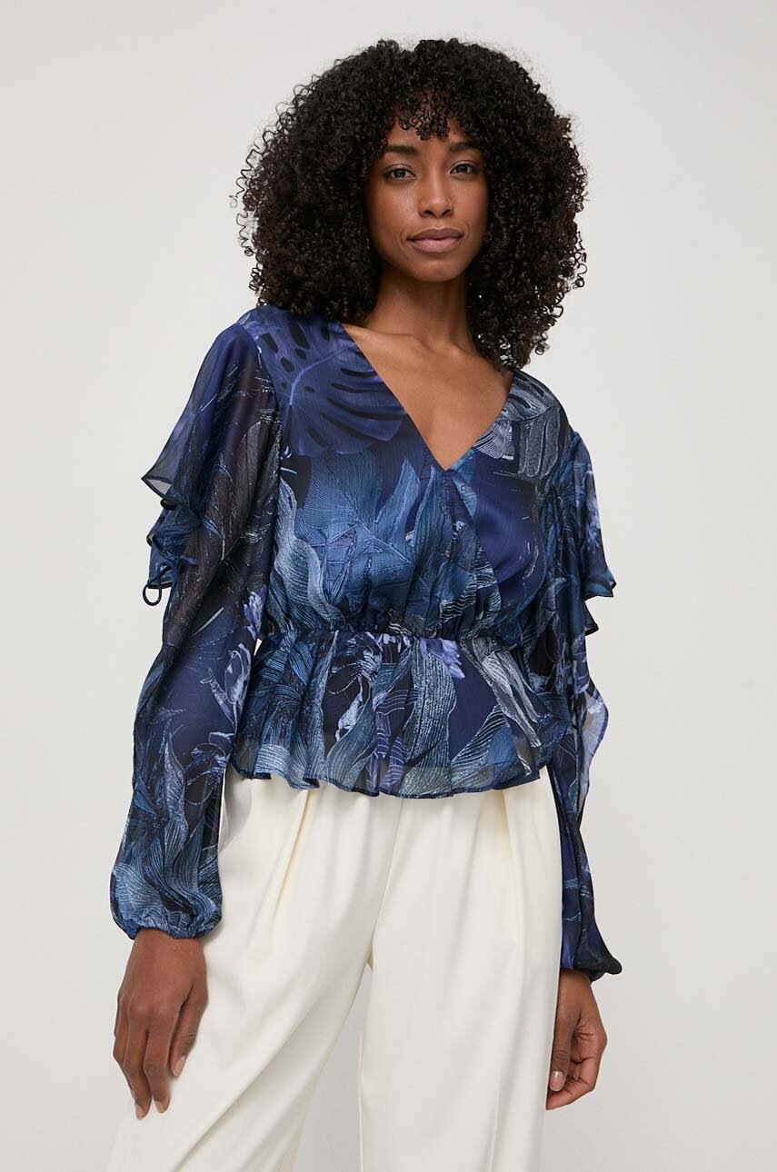 

Блуза Guess SASKIKA в тъмносиньо с десен W4GH82 WCWF2, Тъмносин