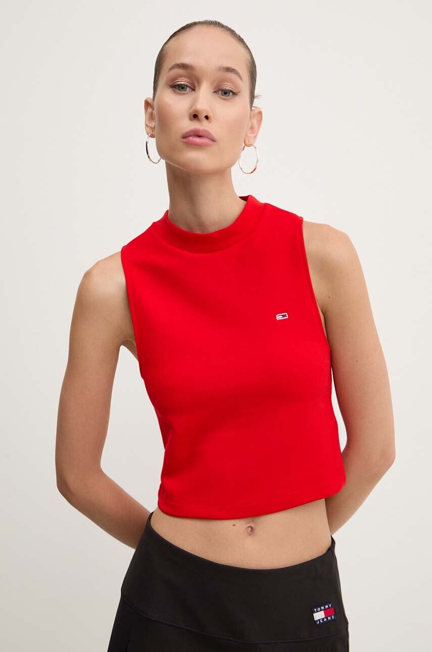 Tommy Jeans top femei, culoarea rosu, DW0DW17985