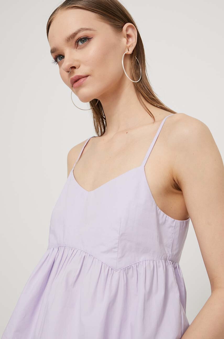 Βαμβακερή μπλούζα Tommy Jeans γυναικεία, χρώμα: μοβ φωτογραφία