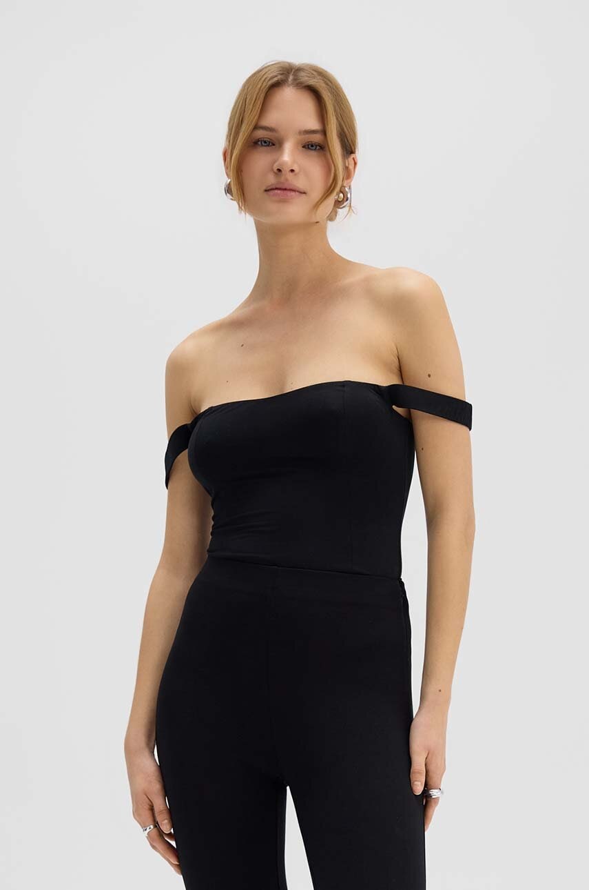 Saint Body body BARDOT BODYSUIT BLACK femei, culoarea negru, neted, SB.548 Saint Body body BARDOT BODYSUIT BLACK femei, culoarea negru, neted, SB.548