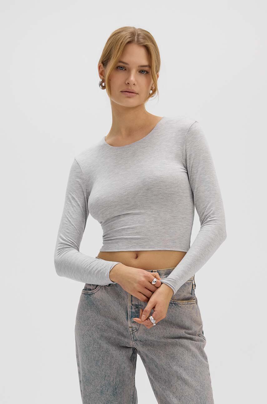 Μπλουζάκι Saint Body CROP TOP GREY χρώμα: γκρι, SB.531 φωτογραφία