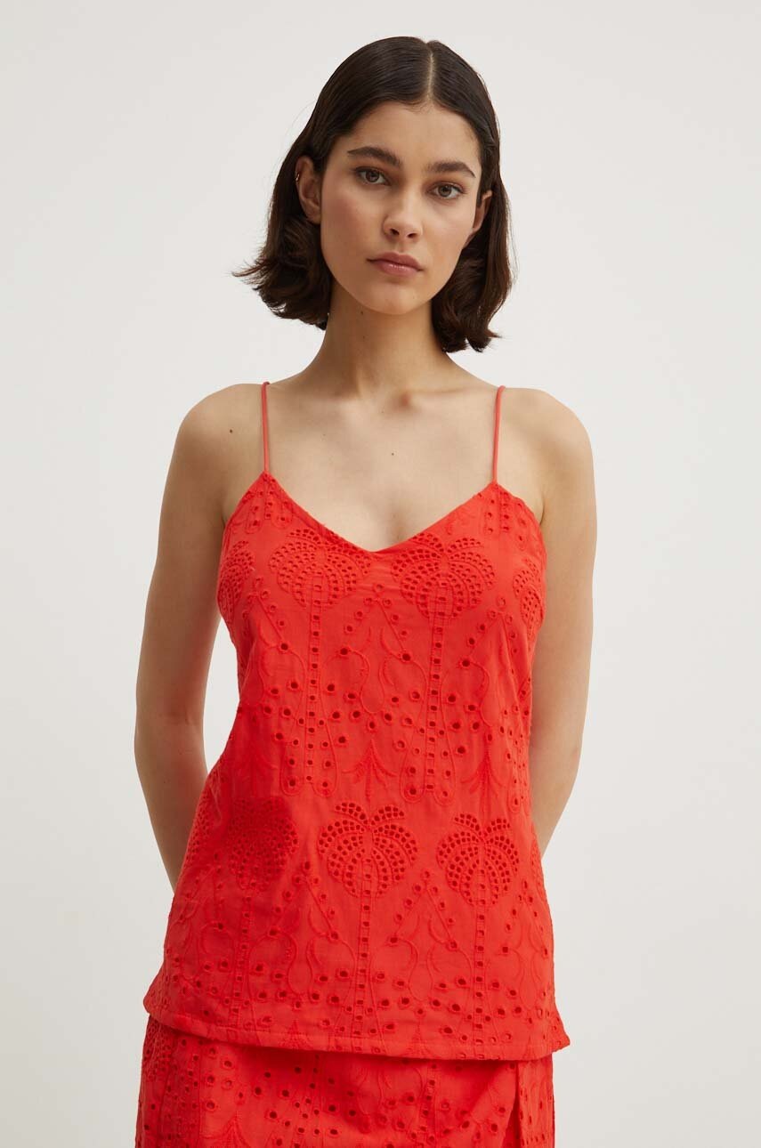 Βαμβακερό τοπ Never Fully Dressed Cami Top χρώμα: κόκκινο, NFDTO768 φωτογραφία