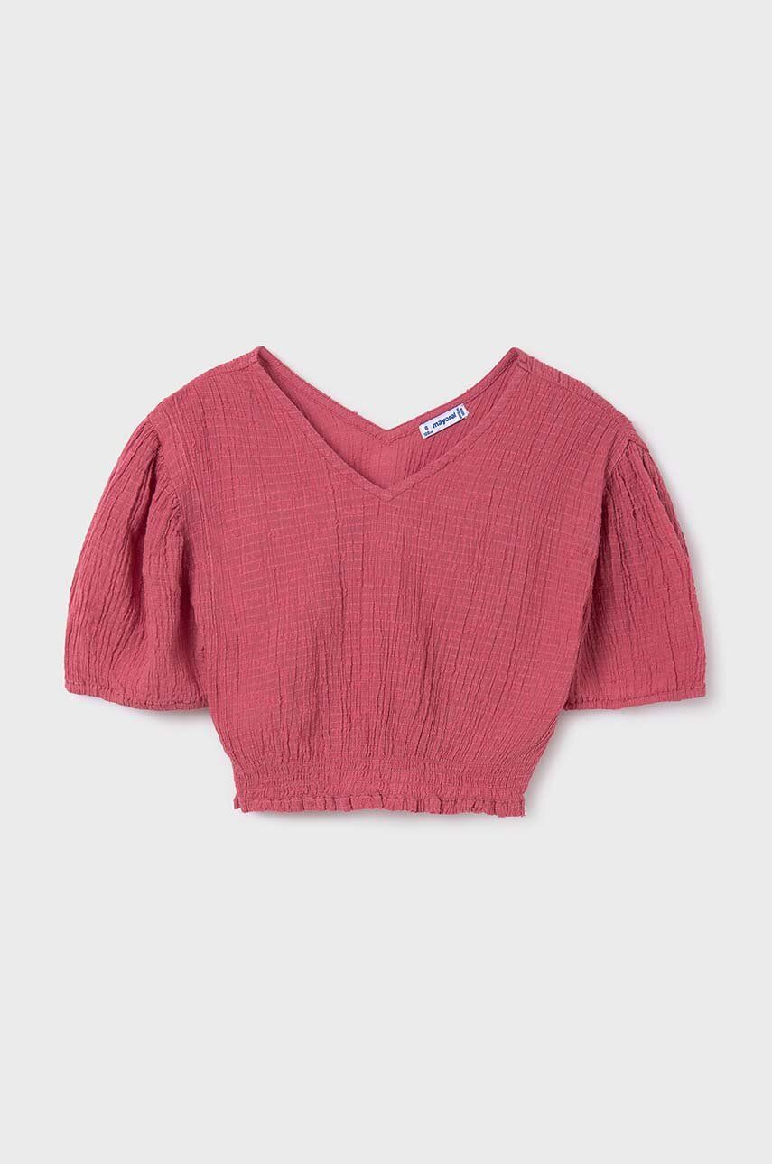 Mayoral bluza de bumbac pentru copii culoarea roz, neted