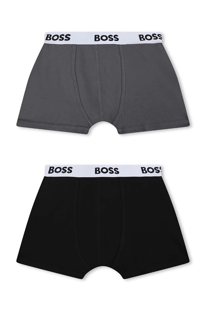 BOSS boxeri copii 2-pack culoarea gri