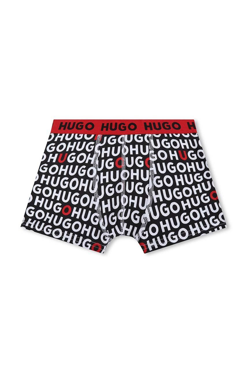 HUGO boxeri copii 2-pack culoarea negru